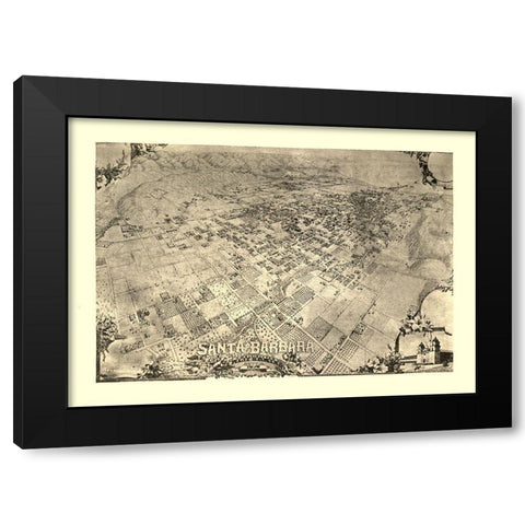 Santa Barbara California -1896 Black Modern Wood Framed Art Print by Unknown