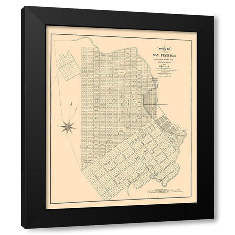 San Francisco California - Eddy 1849  Black Modern Wood Framed Art Print by Eddy