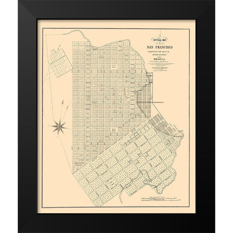 San Francisco California - Eddy 1849  Black Modern Wood Framed Art Print by Eddy