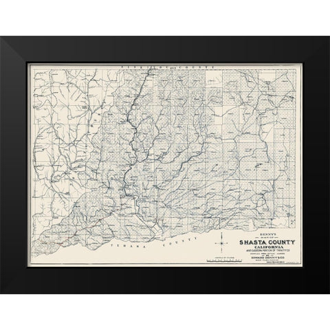 Shasta California - Denny 1904 Black Modern Wood Framed Art Print by Denny