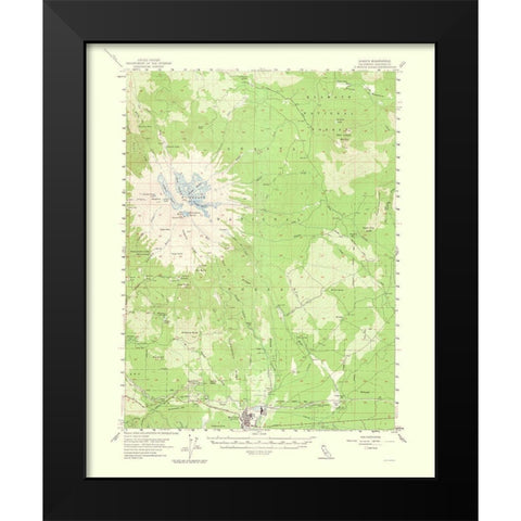 Shasta California Quad - USGS 1964 Black Modern Wood Framed Art Print by USGS