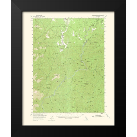 Shoeinhorse Mountain California Quad - USGS 1964 Black Modern Wood Framed Art Print by USGS