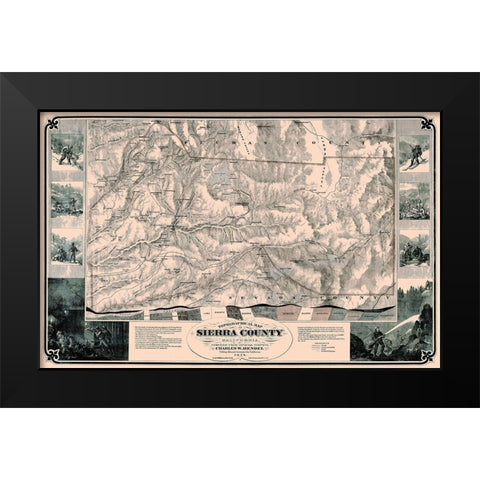 Sierra County California - Hendel 1874 Black Modern Wood Framed Art Print by Hendel