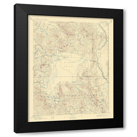 Sierraville California Sheet - USGS 1894 Black Modern Wood Framed Art Print by USGS