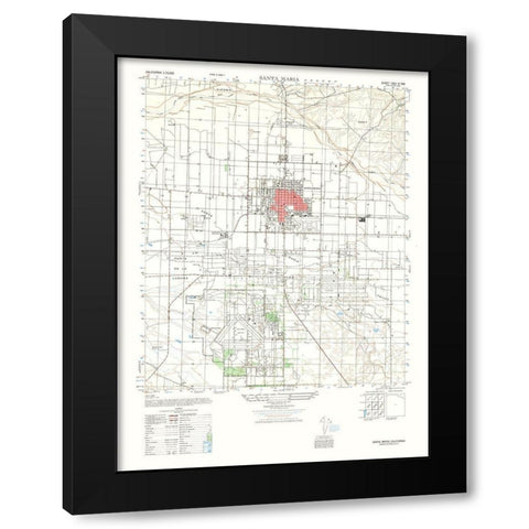 Santa Maria Sheet- US Army 1947 Black Modern Wood Framed Art Print by US Army