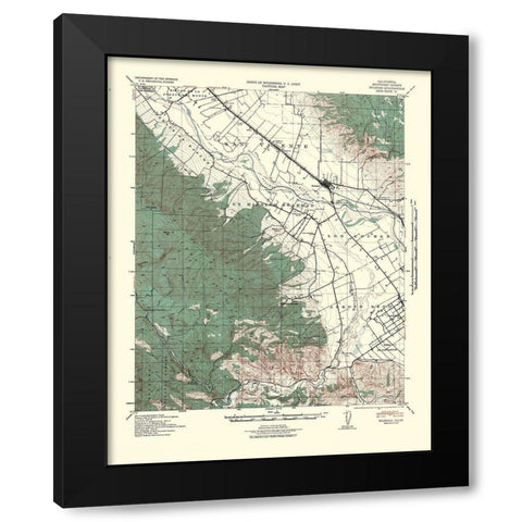 Soledad California Quad - USGS 1940 Black Modern Wood Framed Art Print with Double Matting by USGS