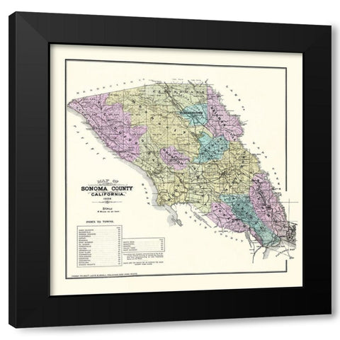 Sonoma California Landowner - Thompson 1877 Black Modern Wood Framed Art Print by Thompson