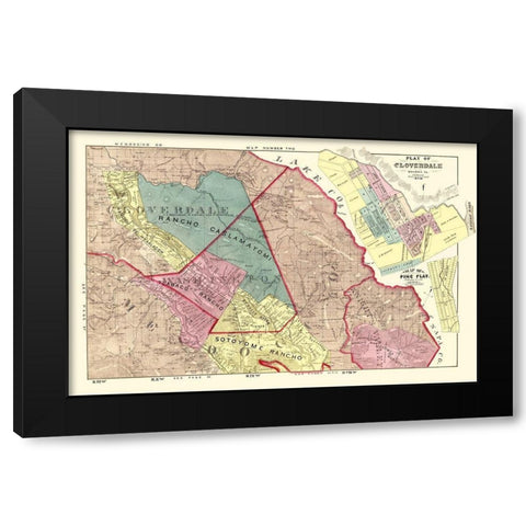 Sonoma Cloverdale Pine Flat California Landowner Black Modern Wood Framed Art Print by Thompson