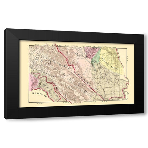 Sonoma  South California Landowner - Thompson 1877 Black Modern Wood Framed Art Print by Thompson