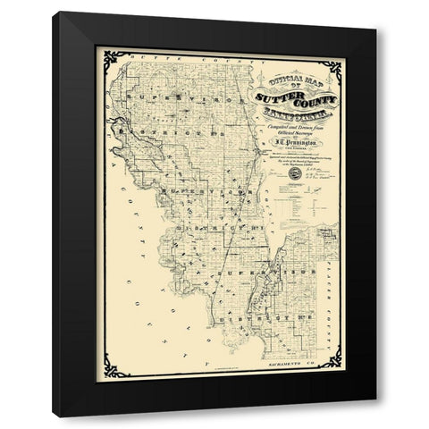 Sutter California Landowner - Pennington 1873 Black Modern Wood Framed Art Print by Pennington