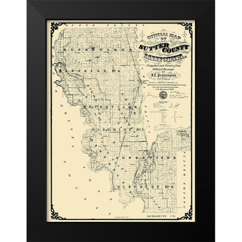 Sutter California Landowner - Pennington 1873 Black Modern Wood Framed Art Print by Pennington