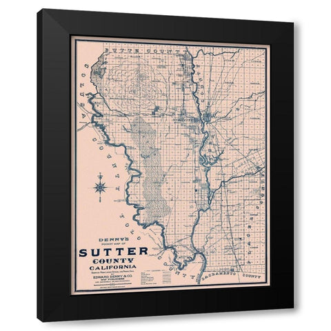 Sutter California - Denny 1913 Black Modern Wood Framed Art Print by Denny
