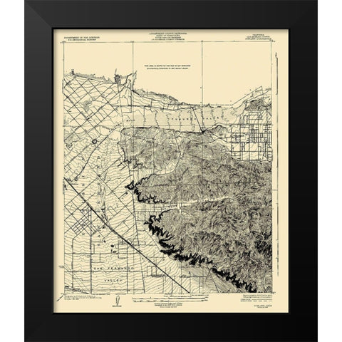 Stockton California Quad - USGS 1926 Black Modern Wood Framed Art Print by USGS