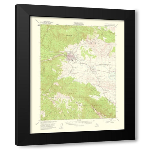 Susanville California Quad - USGS 1954 Black Modern Wood Framed Art Print by USGS
