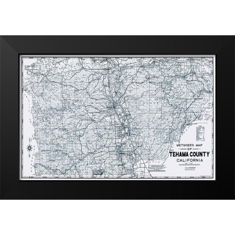 Tehama California Landowner - Metsker 1929 Black Modern Wood Framed Art Print by Metsker