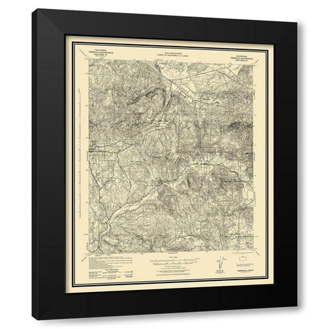 Temecula California Quad - USGS 1942 Black Modern Wood Framed Art Print with Double Matting by USGS