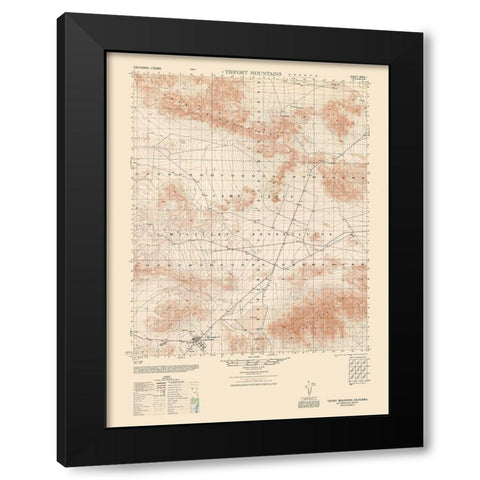 Tiefort Mountains Sheet - US Army 1948 Black Modern Wood Framed Art Print by US Army