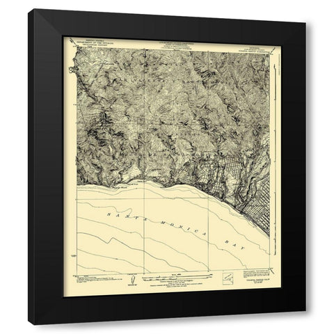 Topanga Canyon California Quad - USGS 1926 Black Modern Wood Framed Art Print with Double Matting by USGS