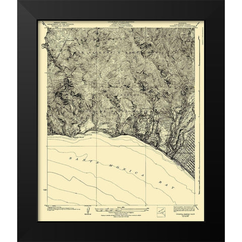 Topanga Canyon California Quad - USGS 1926 Black Modern Wood Framed Art Print by USGS