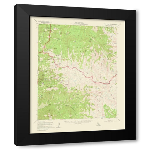 Triple Divide Peak California Quad - USGS 1956 Black Modern Wood Framed Art Print with Double Matting by USGS