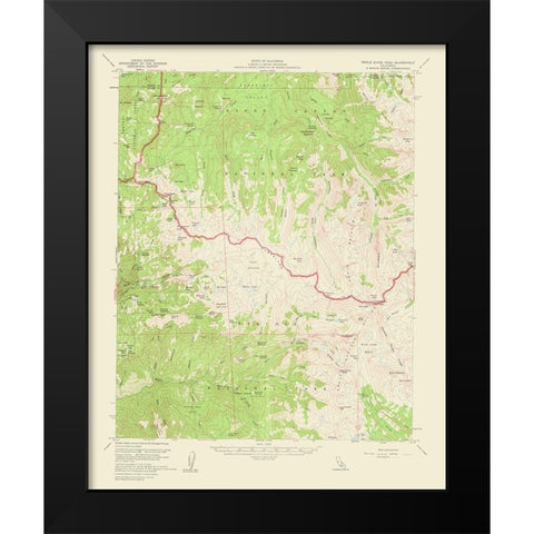 Triple Divide Peak California Quad - USGS 1956 Black Modern Wood Framed Art Print by USGS