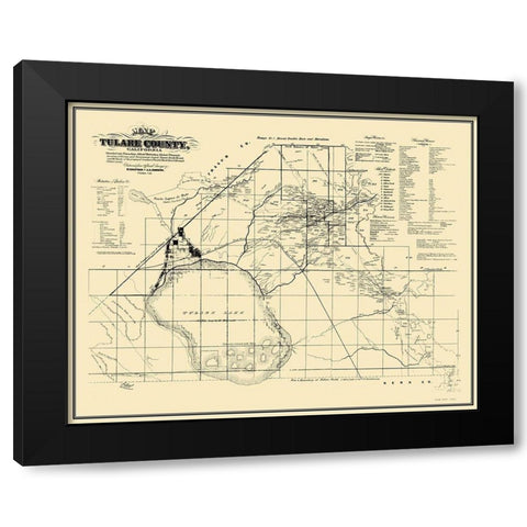 Tulare California Landowner - Chapman 1867 Black Modern Wood Framed Art Print by Chapman