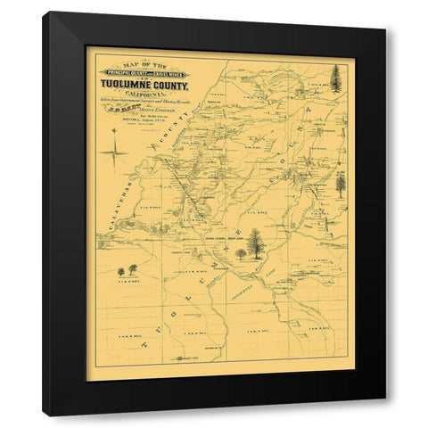 Tuolumne California Landowner - Dart 1878 Black Modern Wood Framed Art Print by Dart