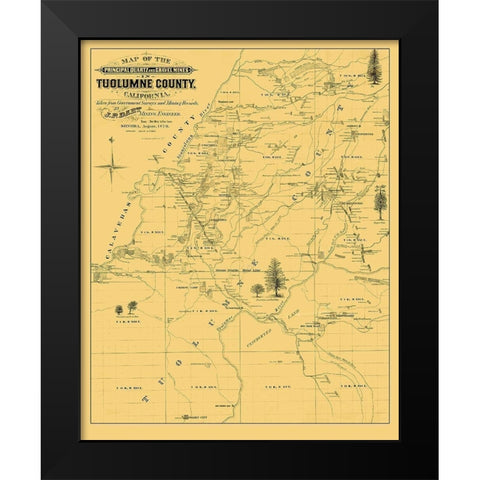 Tuolumne California Landowner - Dart 1878 Black Modern Wood Framed Art Print by Dart