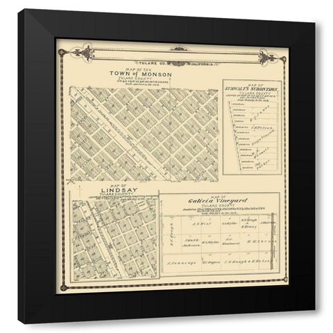 Lindsay, Monson California - Thomas 1892 Black Modern Wood Framed Art Print by Thomas