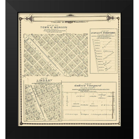Lindsay, Monson California - Thomas 1892 Black Modern Wood Framed Art Print by Thomas
