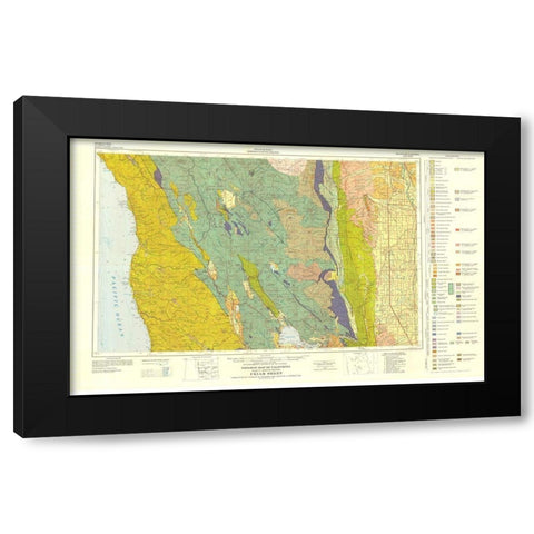 Ukiah Sheet California Mines - Jennings 1957 Black Modern Wood Framed Art Print with Double Matting by Jennings