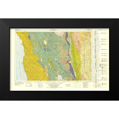 Ukiah Sheet California Mines - Jennings 1957 Black Modern Wood Framed Art Print by Jennings