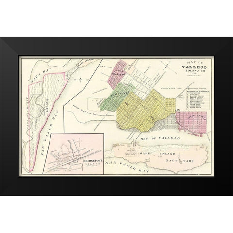 Vallejo California Landowner - Thompson  1878 Black Modern Wood Framed Art Print by Thompson