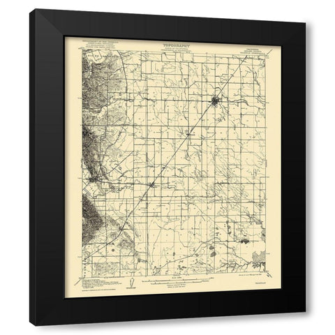 Vacaville California Quad - USGS 1908 Black Modern Wood Framed Art Print with Double Matting by USGS