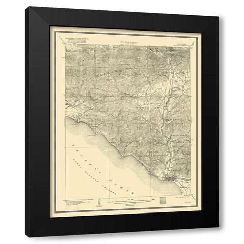 Ventura California Quad - USGS 1904 Black Modern Wood Framed Art Print with Double Matting by USGS