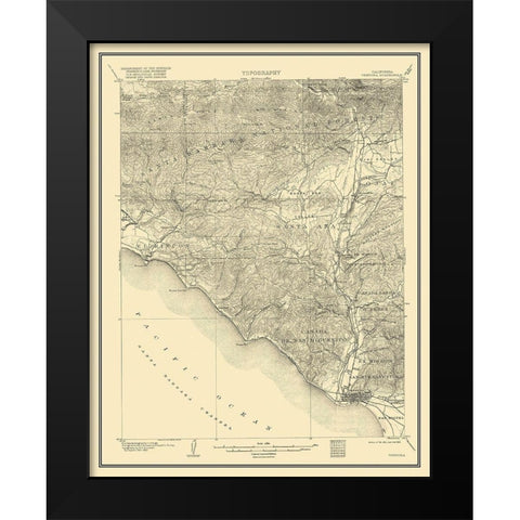 Ventura California Quad - USGS 1904 Black Modern Wood Framed Art Print by USGS