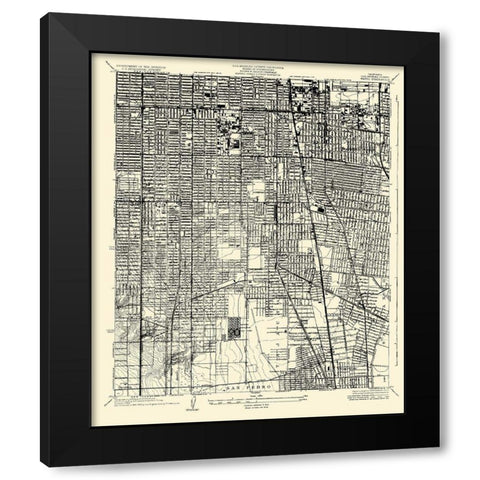 Watts California Quad - USGS 1934 Black Modern Wood Framed Art Print with Double Matting by USGS