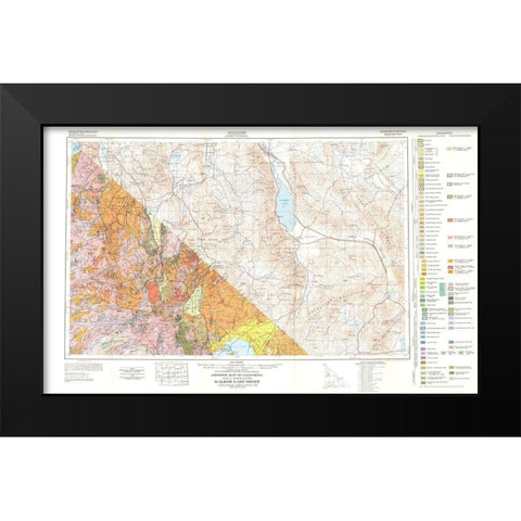 Walker Lake Sheet California Mines - Koenig 1959 Black Modern Wood Framed Art Print by Koenig