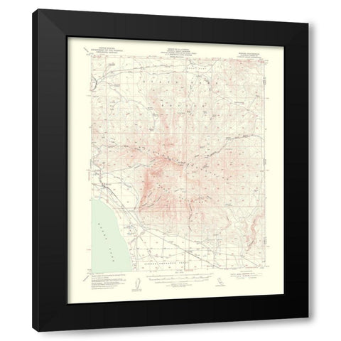 Wendel California Quad - USGS 1954 Black Modern Wood Framed Art Print with Double Matting by USGS