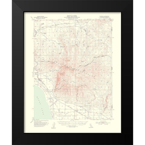 Wendel California Quad - USGS 1954 Black Modern Wood Framed Art Print by USGS