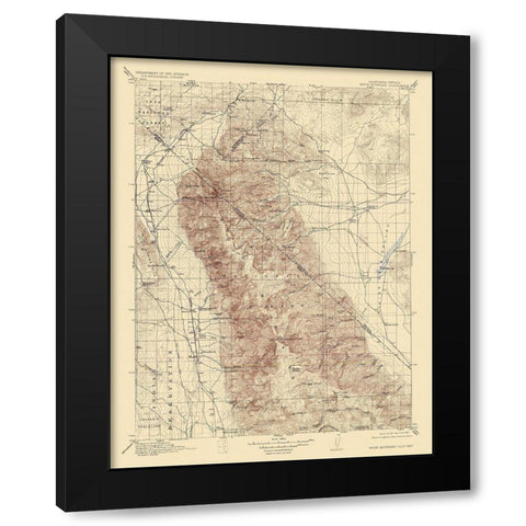 White Mountain California Nevada Quad - USGS 1917 Black Modern Wood Framed Art Print by USGS