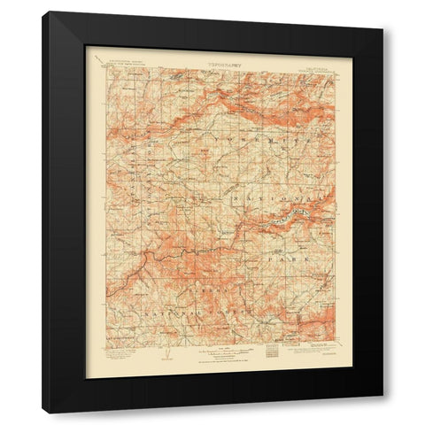 Yosemite California Quad - USGS 1911 Black Modern Wood Framed Art Print by USGS