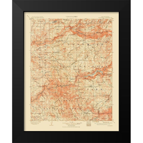 Yosemite California Quad - USGS 1911 Black Modern Wood Framed Art Print by USGS