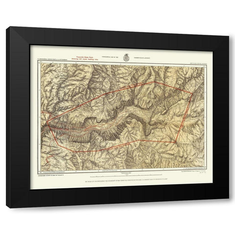 Yosemite California Quad - USGS 1879 Black Modern Wood Framed Art Print with Double Matting by USGS