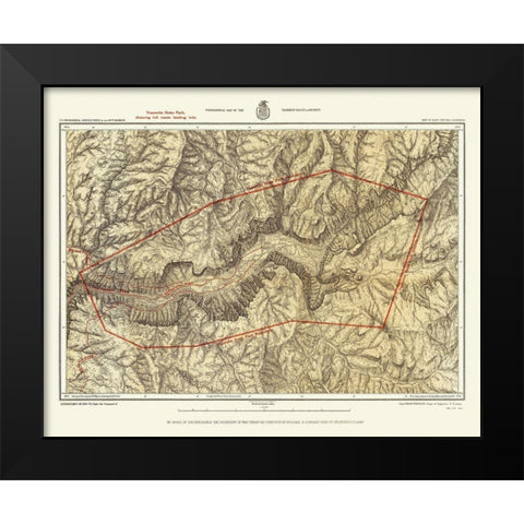 Yosemite California Quad - USGS 1879 Black Modern Wood Framed Art Print by USGS