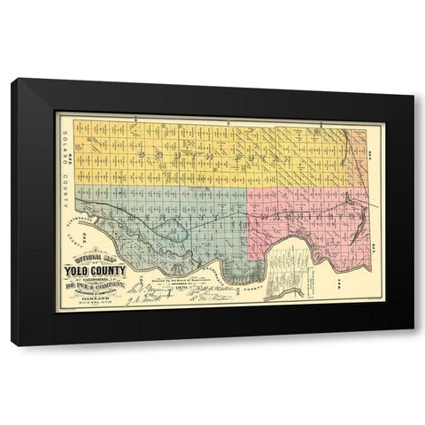 Yolo  East California Landowner - De Pue 1879 Black Modern Wood Framed Art Print by De Pue