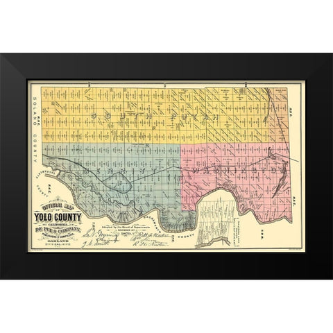 Yolo  East California Landowner - De Pue 1879 Black Modern Wood Framed Art Print by De Pue