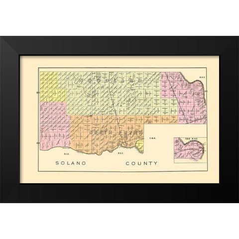 Yolo  East Central California Landowner Black Modern Wood Framed Art Print by De Pue