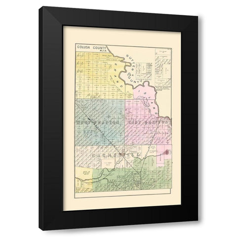 Yolo  Northeast California Landowner - De Pue 1879 Black Modern Wood Framed Art Print with Double Matting by De Pue