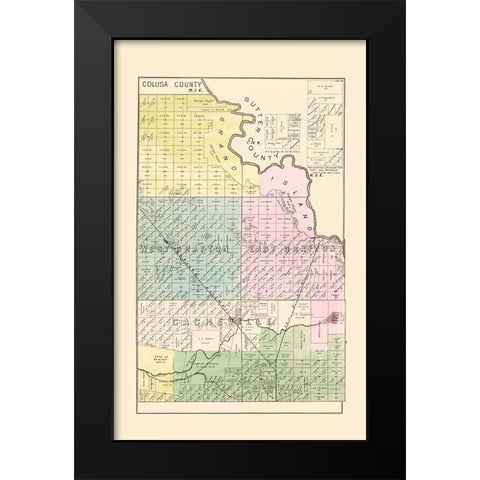 Yolo  Northeast California Landowner - De Pue 1879 Black Modern Wood Framed Art Print by De Pue